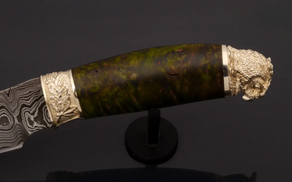 Damascus Steel Author’s Collectible Knife with Maple Burl Handle
