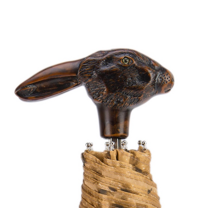 Chic Animalier Folding Umbrella with Rabbit Handle – Handmade in Italy