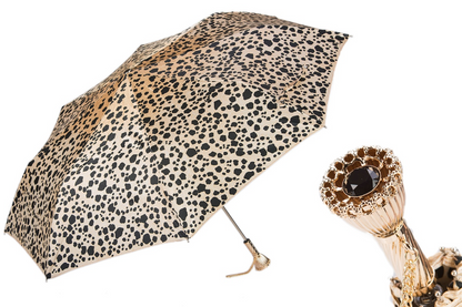 Handcrafted Leopard Print Folding Umbrella – Handmade in Italy