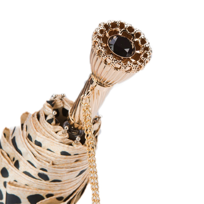 Handcrafted Leopard Print Folding Umbrella – Handmade in Italy