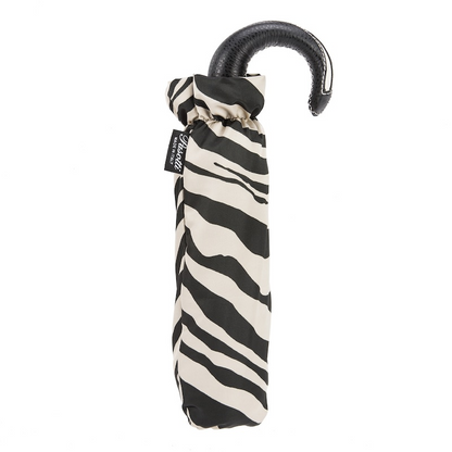 Leather Handle Folding Zebra Canopy Umbrella – Handmade in Italy