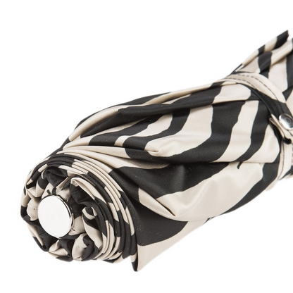Leather Handle Folding Zebra Canopy Umbrella – Handmade in Italy
