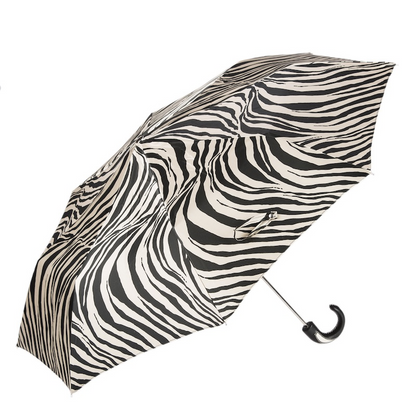 Leather Handle Folding Zebra Canopy Umbrella – Handmade in Italy