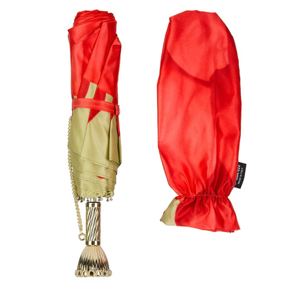 Luxury Designer Red Dahlia Folding Umbrella – Handmade in Italy