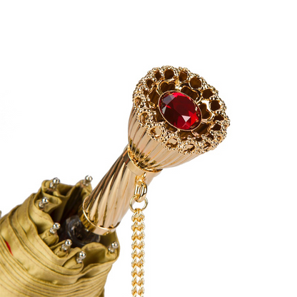 Luxury Designer Red Dahlia Folding Umbrella – Handmade in Italy