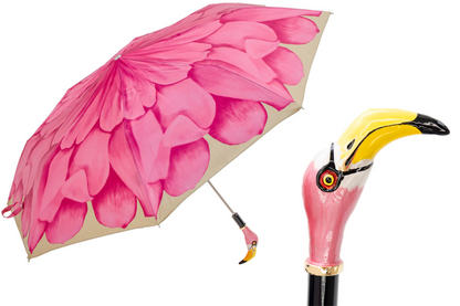 Designer Flamingo Handle Folding Umbrella – Handmade in Italy