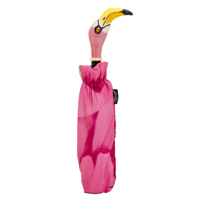 Designer Flamingo Handle Folding Umbrella – Handmade in Italy