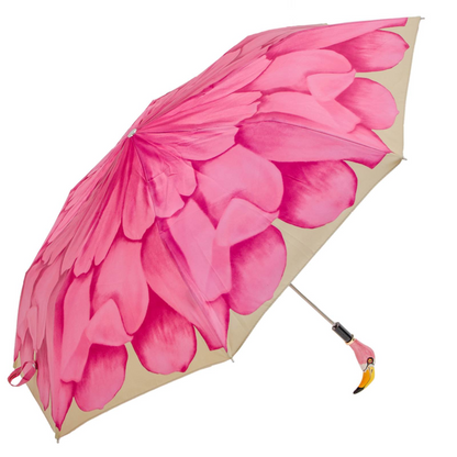 Designer Flamingo Handle Folding Umbrella – Handmade in Italy