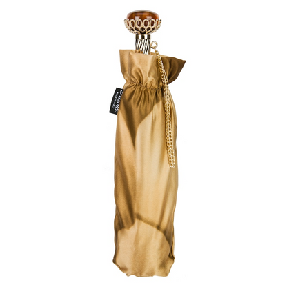 Elegant Beige Dahlia Folding Umbrella – Handmade in Italy