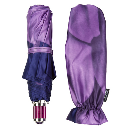 Chic Gorgeous Purple Flower Folding Umbrella – Handmade in Italy