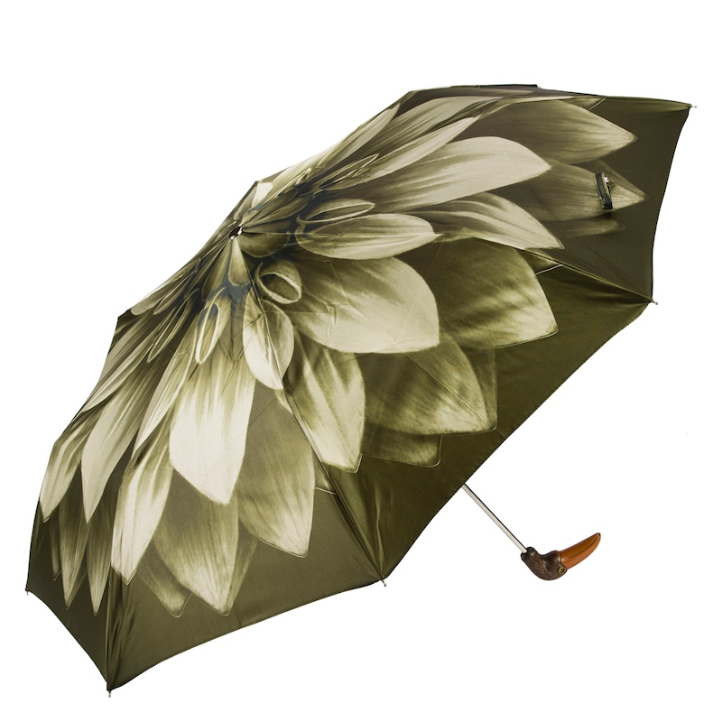 Green Toucan and Floral Folding Umbrella – Handmade in Italy