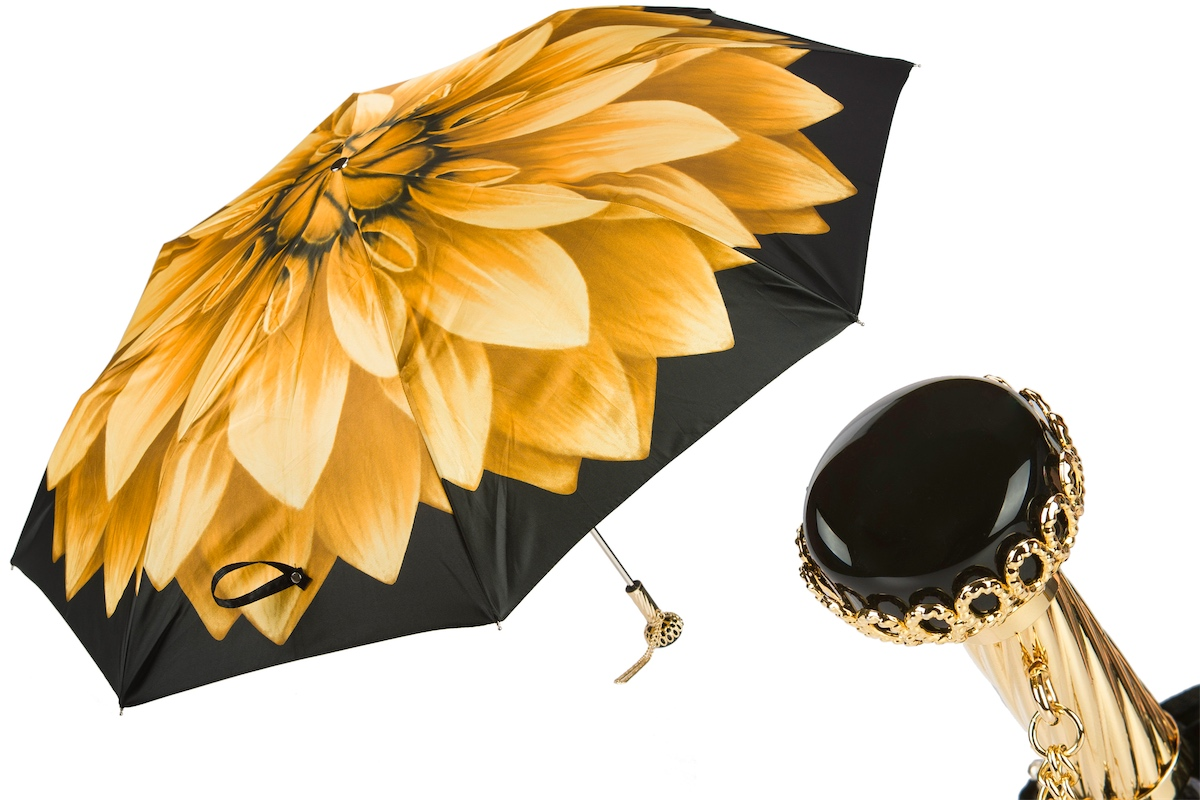Unique Golden Flower Beautiful Folding Umbrella – Handmade in Italy