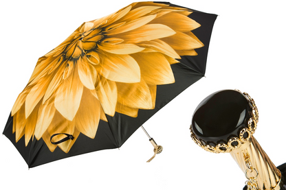 Unique Golden Flower Beautiful Folding Umbrella – Handmade in Italy