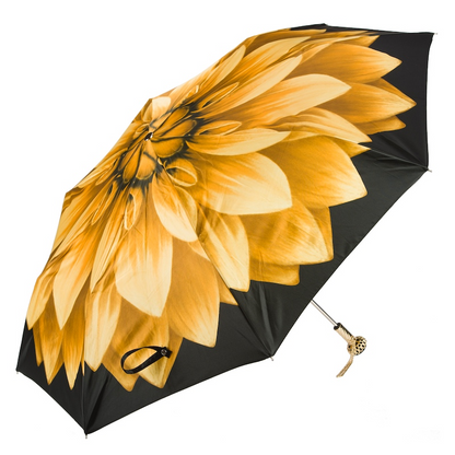 Unique Golden Flower Beautiful Folding Umbrella – Handmade in Italy