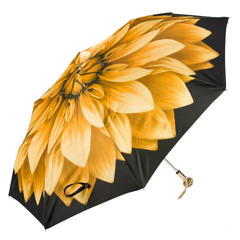 Unique Golden Flower Beautiful Folding Umbrella – Handmade in Italy