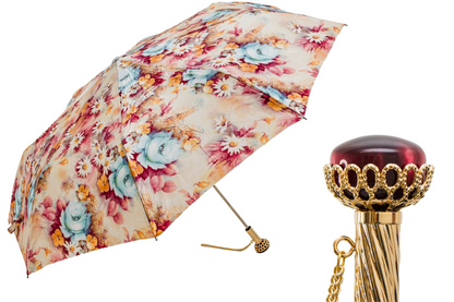Designer Luxury Floral Folding Umbrella – Handmade in Italy