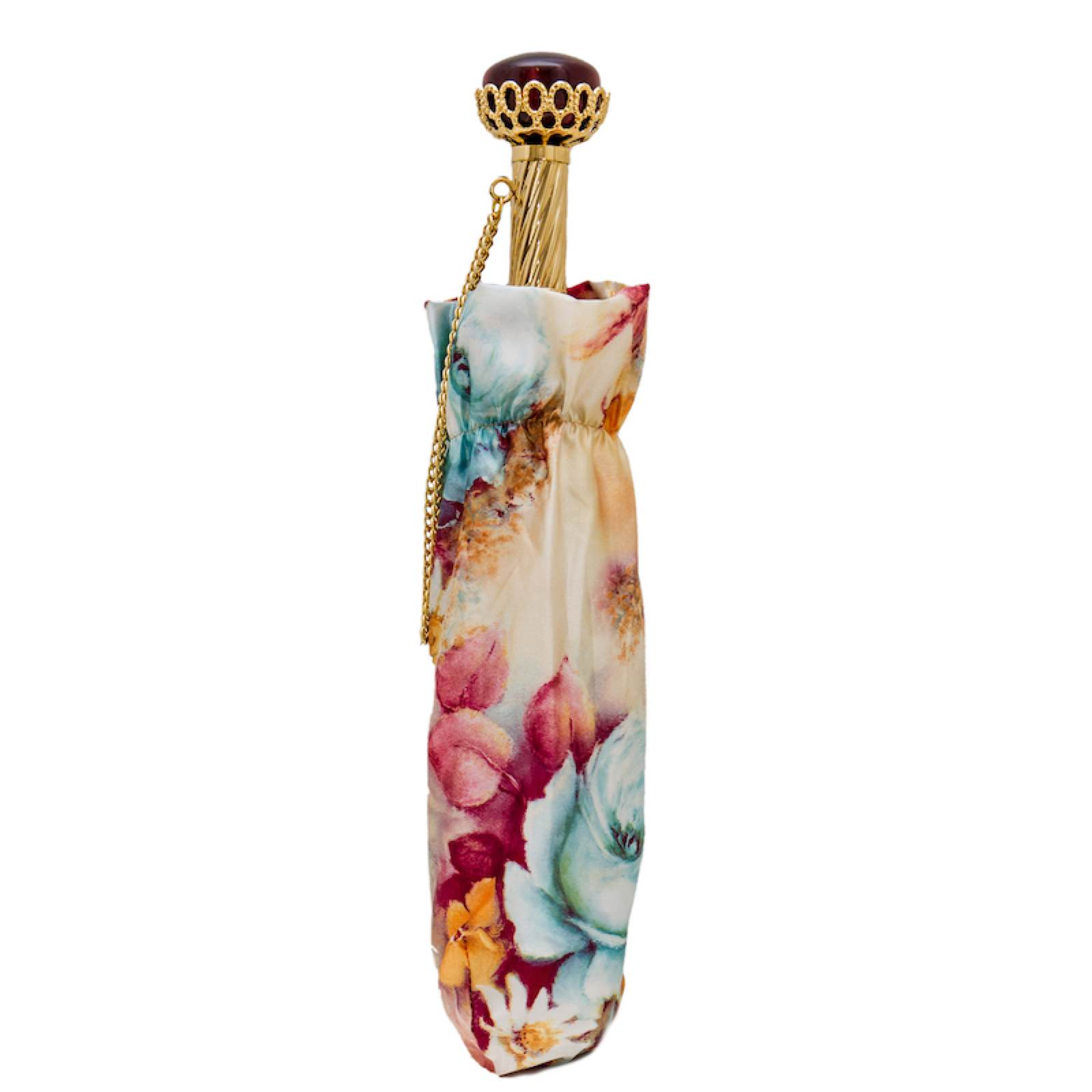 Designer Luxury Floral Folding Umbrella – Handmade in Italy
