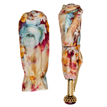 Designer Luxury Floral Folding Umbrella – Handmade in Italy