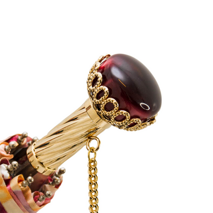 Designer Luxury Floral Folding Umbrella – Handmade in Italy