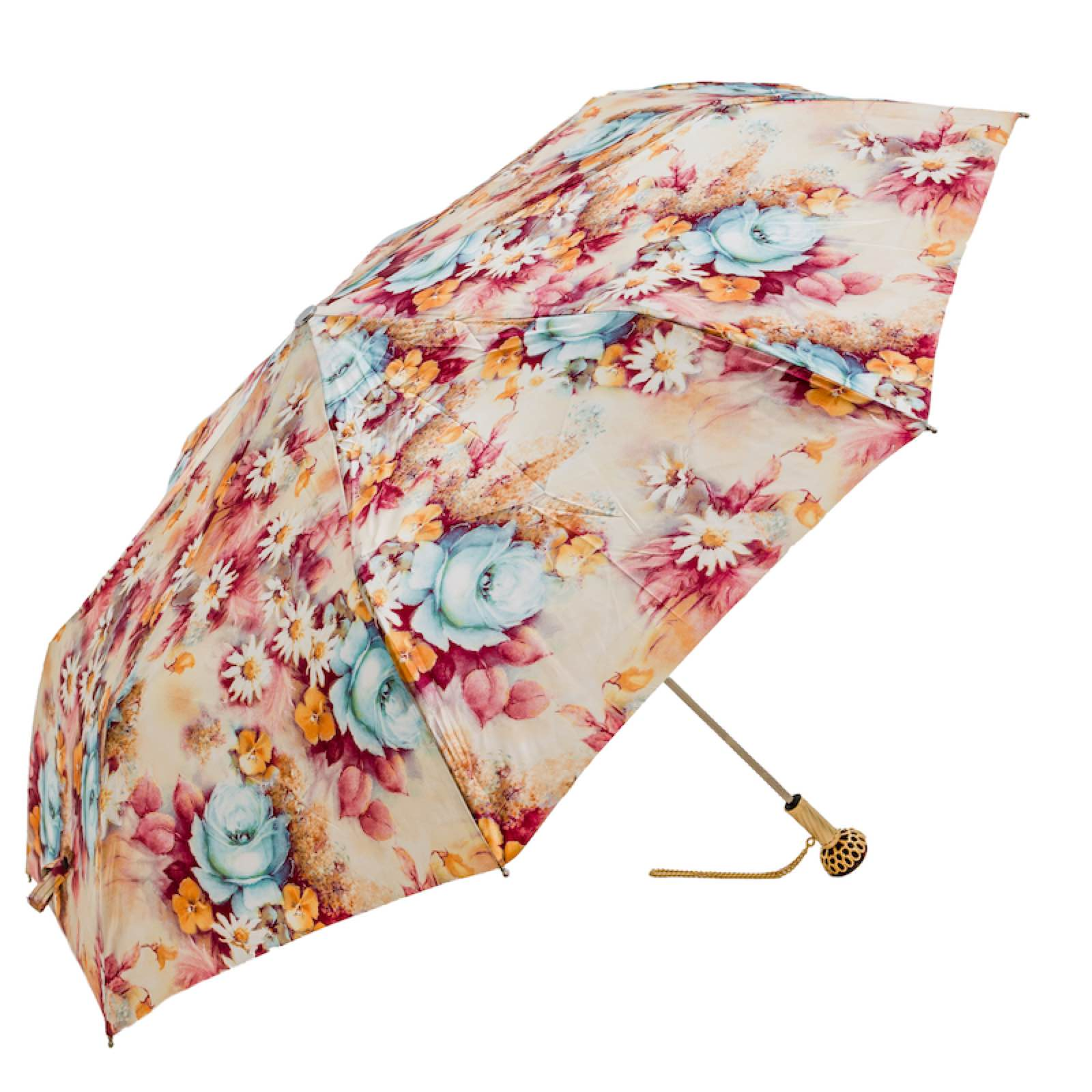 Designer Luxury Floral Folding Umbrella – Handmade in Italy