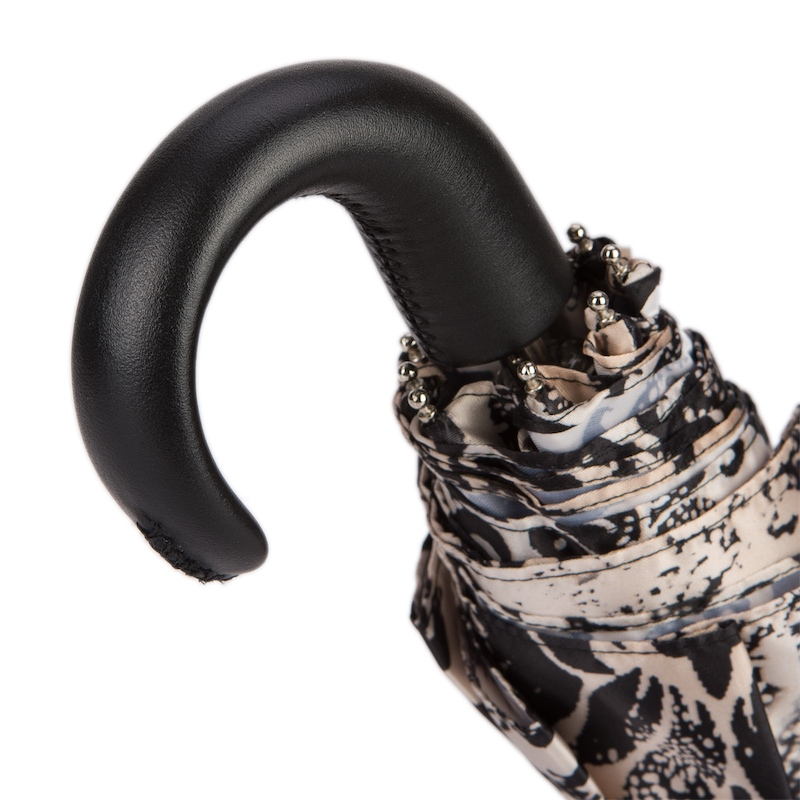 Elegant Black and Beige Folding Umbrella – Handmade in Italy