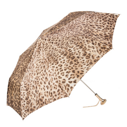 Chic Leopard Print Luxury Folding Umbrella – Handmade in Italy