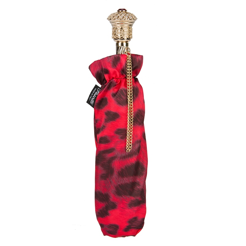 Unique Black and Red Animalier Folding Umbrella – Handmade in Italy
