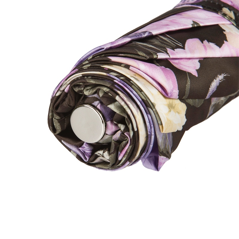 Luxury Design Dark Flowered Folding Umbrella – Handmade in Italy