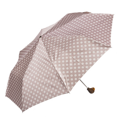 Polka Dot Folding Umbrella with Parrot Handle – Handmade in Italy