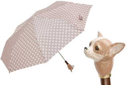 Luxury Chihuahua Handle Folding Umbrella – Handmade Italian Canopy