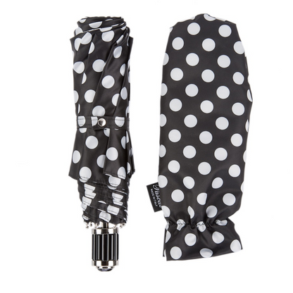 Black and White Polka Dots Folding Umbrella – Handmade in Italy