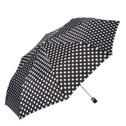 Black and White Polka Dots Folding Umbrella – Handmade in Italy