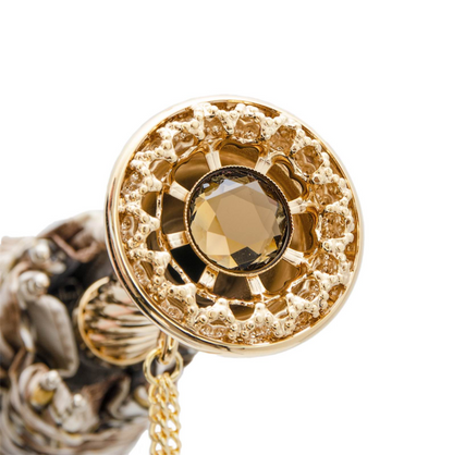 Folding Umbrella with Leopard Print and Chains – Handmade in Italy