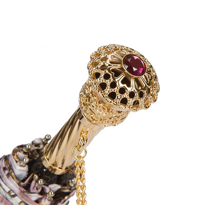 Elegant Animalier and Chains Print Folding Umbrella – Handmade in Italy