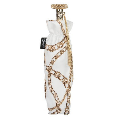 Luxury Chains Print White Folding Umbrella – Handmade in Italy