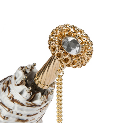 Luxury Chains Print White Folding Umbrella – Handmade in Italy