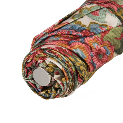 Flowered Design Folding Umbrella with Duck Handle – Handmade in Italy