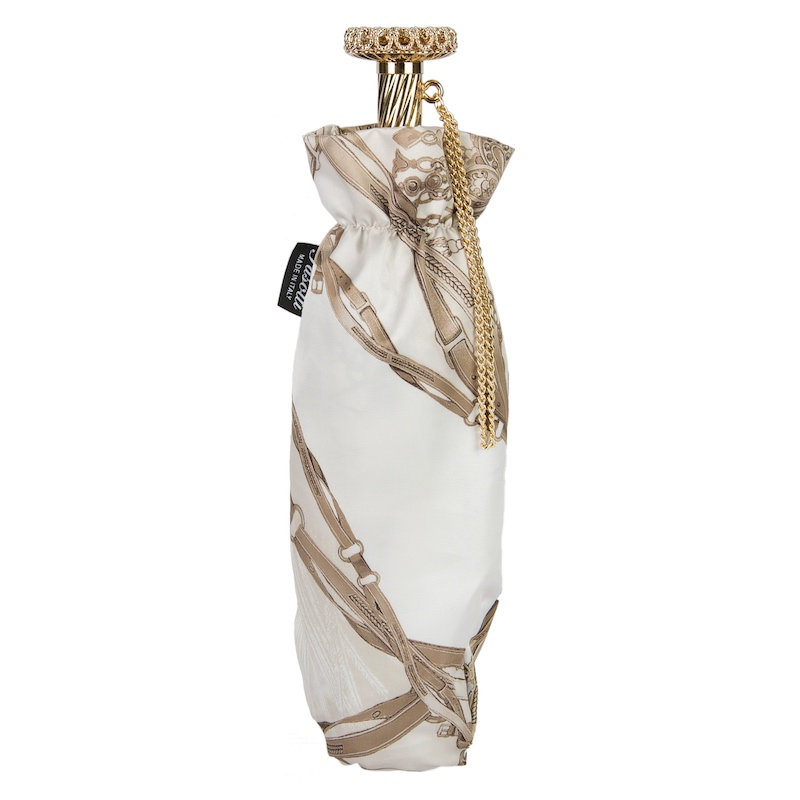 Exclusive Bridles Print White Folding Umbrella – Handmade in Italy