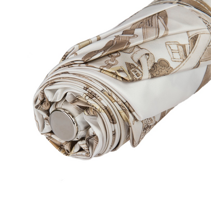 Exclusive Bridles Print White Folding Umbrella – Handmade in Italy