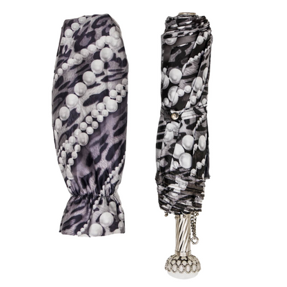 Fashionable Folding Umbrella with Pearls Print – Handmade in Italy