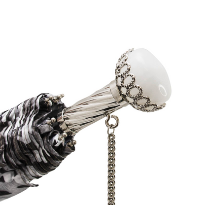 Fashionable Folding Umbrella with Pearls Print – Handmade in Italy