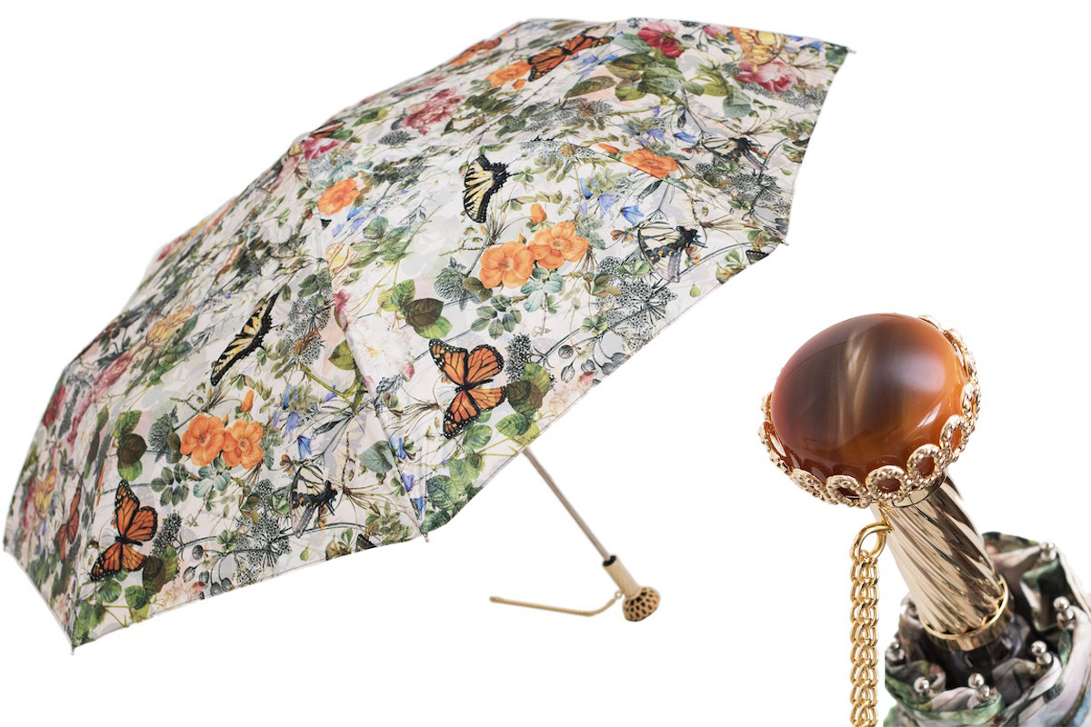 Luxury Butterflies Canopy Folding Umbrella – Handmade in Italy