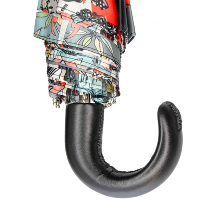 Leather Handle Comics Print Folding Umbrella – Manual Opening