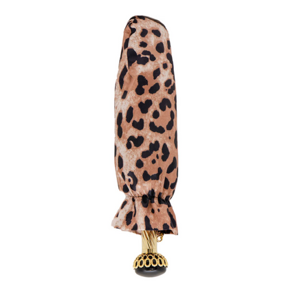 Jeweled Brass Handle Animalier Folding Umbrella – Manual Opening