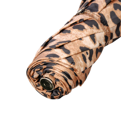 Jeweled Brass Handle Animalier Folding Umbrella – Manual Opening