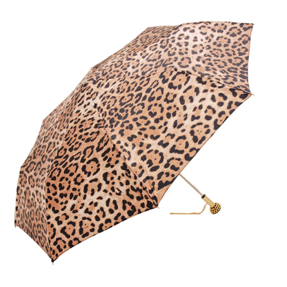 Jeweled Brass Handle Animalier Folding Umbrella – Manual Opening