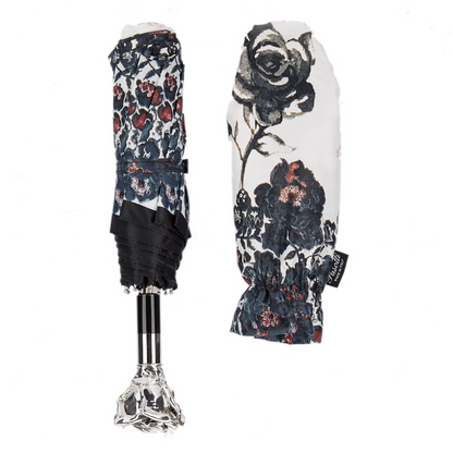 Exclusive Silver Rose Folding Umbrella – Handmade in Italy
