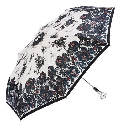 Exclusive Silver Rose Folding Umbrella – Handmade in Italy