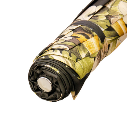 Leopard Folding Umbrella with Red Gem and Crystals – Handmade in Italy