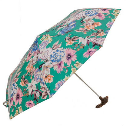 Folding Manual Opening Umbrella with Rabbit Handle and Flowered Print